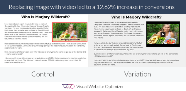 VWO - Example of video increasing conversions